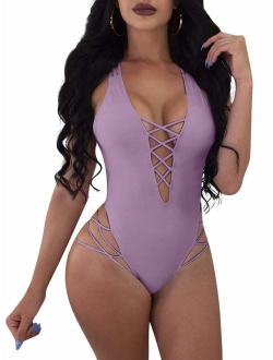 Womens Sexy One Piece Lace Up Straps Swimsuit Bathing Suit Swimwear