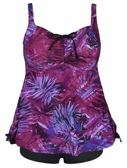 Septangle Women's Plus Size Bathing Suits Paisley Print Two Piece Swimsuit