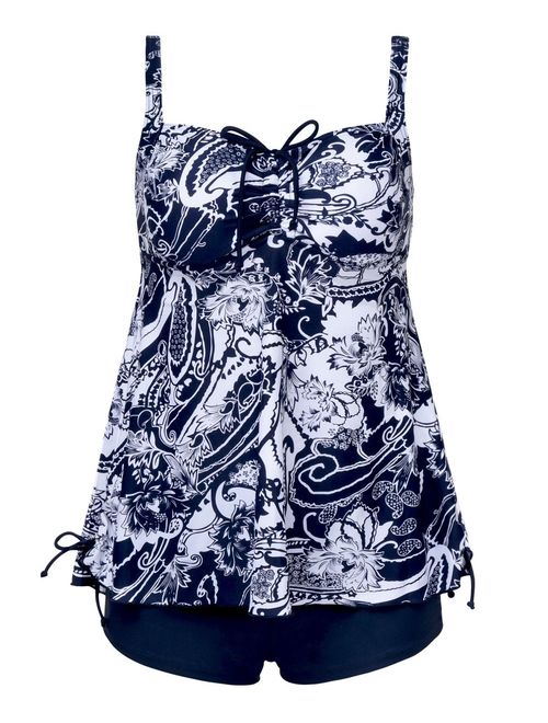 Septangle Women's Plus Size Bathing Suits Paisley Print Two Piece Swimsuit