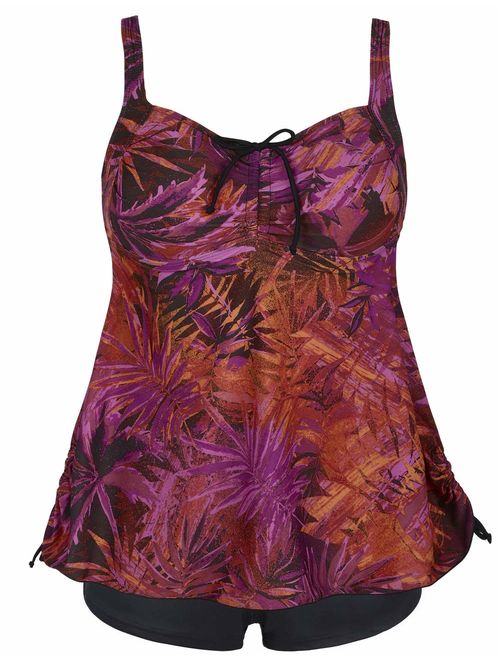 Septangle Women's Plus Size Bathing Suits Paisley Print Two Piece Swimsuit