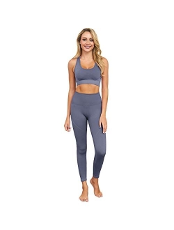 bbmee Yoga Outfits for Women 2 Piece Set,Workout High Waist Athletic Seamless Leggings and Sports Bra Set Gym Clothes