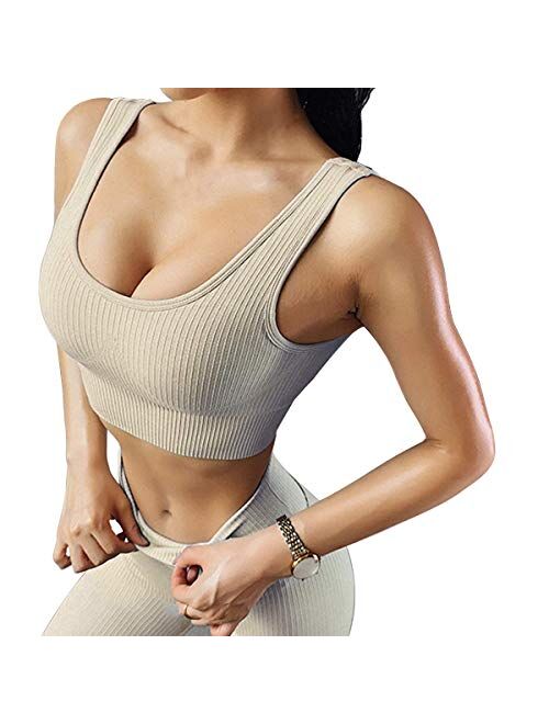 YHWW Yoga clothes,seamless workout set sport leggings and top set