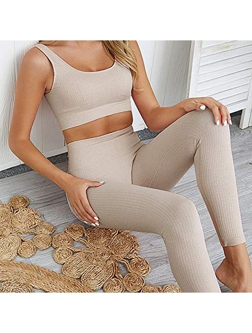 Yoga Outfits for Women 2 Piece Set Workout High Waist Athletic