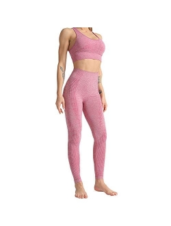 WODOWEI Women 2 Piece Outfits Sports Bra Seamless Leggings Yoga Set Long Pants Gym Clothing