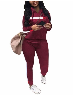 Angsuttc Women's Letter Print 2 Piece Outfits Cowl Neck Long Sleeve Sweatshirt and Pants Set Tracksuit