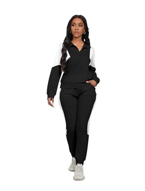 Nimsruc Womens 2 Piece Tracksuit Long Sleeve Casual Pants Set