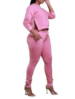 Women Sweatsuits Sets Two Piece Outfits Long Sleeve Sweatshirt and Joggers Pants Tracksuit