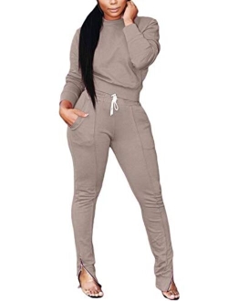 Women Sweatsuits Sets Two Piece Outfits Long Sleeve Sweatshirt and Joggers Pants Tracksuit