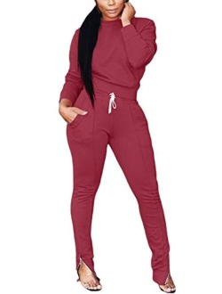 Women Sweatsuits Sets Two Piece Outfits Long Sleeve Sweatshirt and Joggers Pants Tracksuit