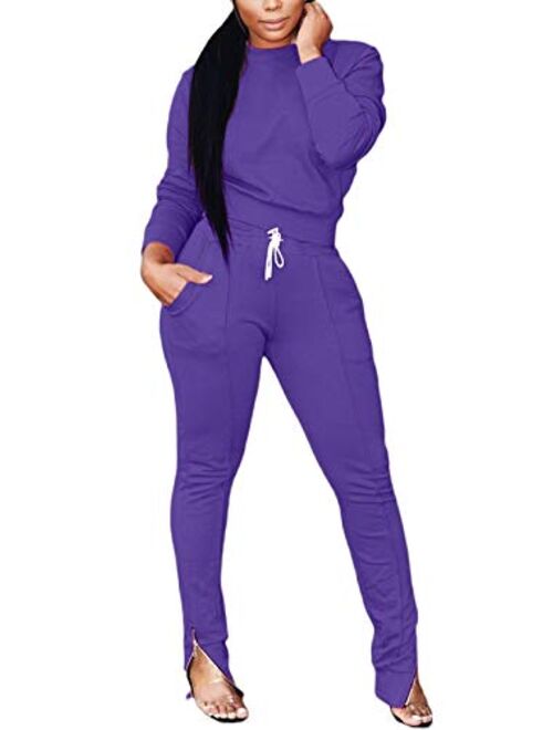 Mintsnow Women Sweatsuits Sets Two Piece Outfits Long Sleeve Sweatshirt and Joggers Pants Tracksuit