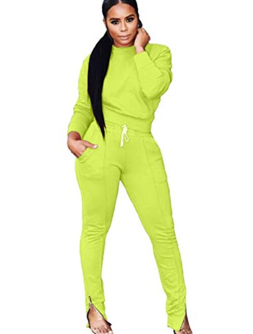 Mintsnow Women Sweatsuits Sets Two Piece Outfits Long Sleeve Sweatshirt and Joggers Pants Tracksuit