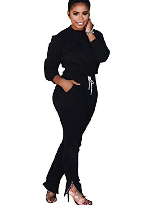 Mintsnow Women Sweatsuits Sets Two Piece Outfits Long Sleeve Sweatshirt and Joggers Pants Tracksuit