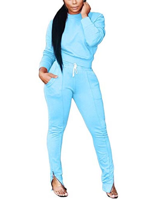 Mintsnow Women Sweatsuits Sets Two Piece Outfits Long Sleeve Sweatshirt and Joggers Pants Tracksuit