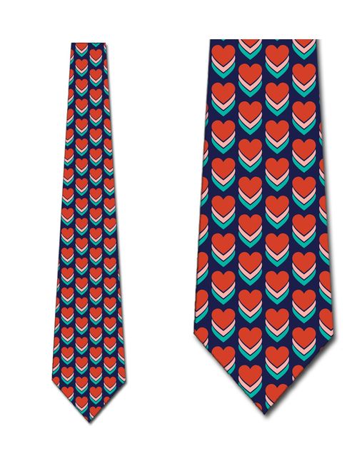 Stacked Retro Hearts Necktie Mens Tie by Three Rooker