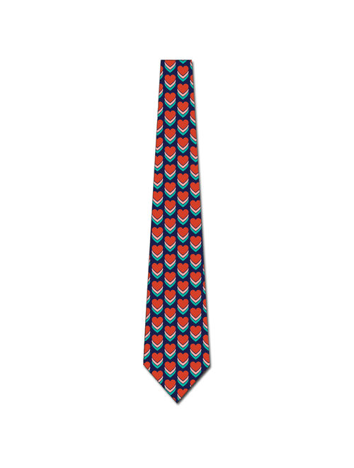 Stacked Retro Hearts Necktie Mens Tie by Three Rooker