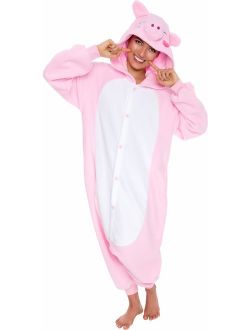 SILVER LILLY Unisex Adult Plush Pig Animal Halloween Costume Pajamas