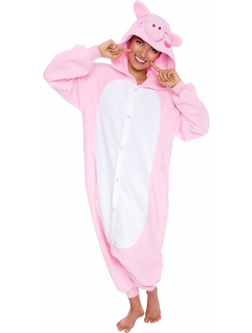 SILVER LILLY Unisex Adult Plush Pig Animal Halloween Costume Pajamas