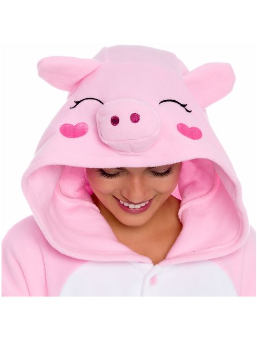 SILVER LILLY Unisex Adult Plush Pig Animal Halloween Costume Pajamas