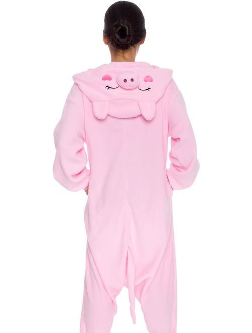 SILVER LILLY Unisex Adult Plush Pig Animal Halloween Costume Pajamas