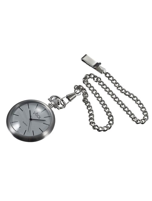 Visol Presley Silver Dial Stainless Steel Quartz Pocket Watch