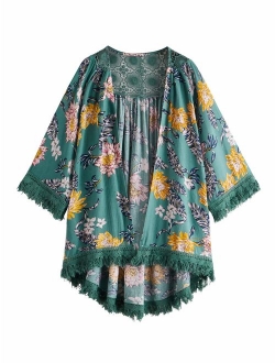 Women's Tassel Kimono Fringe Cardigan Beachwear Cover up