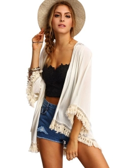 Women's Tassel Kimono Fringe Cardigan Beachwear Cover up