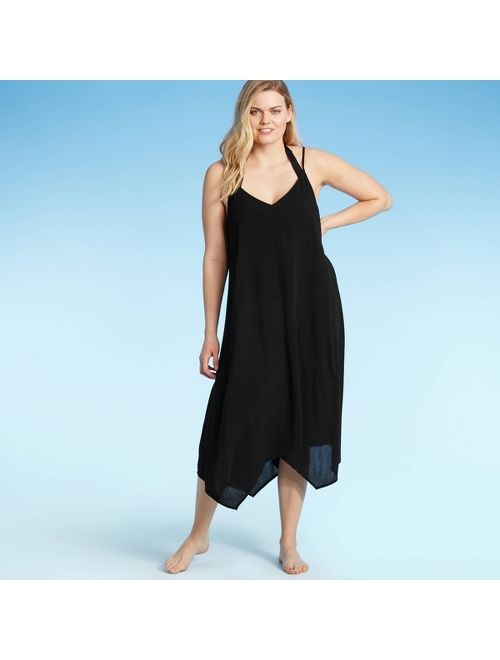 Women's Uneven Hem Cover Up Dress - Kona Sol Black