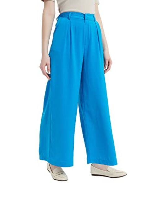 Tronjori Women High Waist Casual Wide Leg Long Palazzo Pants Trousers