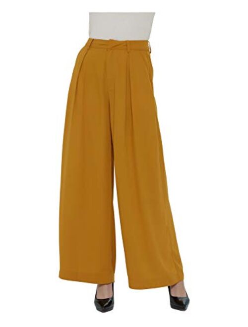 Tronjori Women High Waist Casual Wide Leg Long Palazzo Pants Trousers