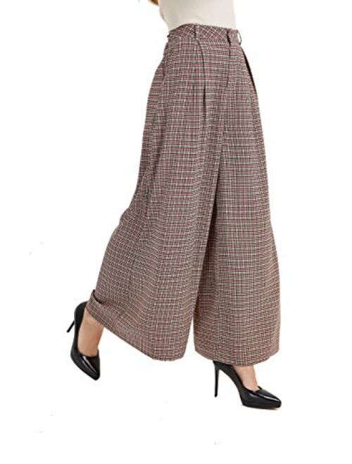 Tronjori Women High Waist Casual Wide Leg Long Palazzo Pants Trousers