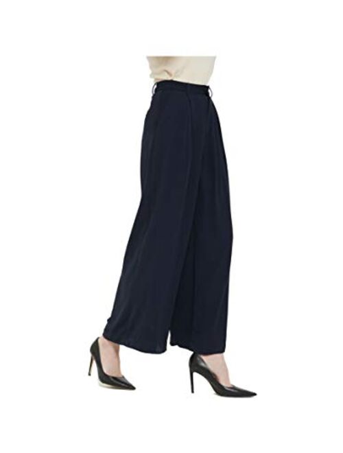 Tronjori Women High Waist Casual Wide Leg Long Palazzo Pants Trousers