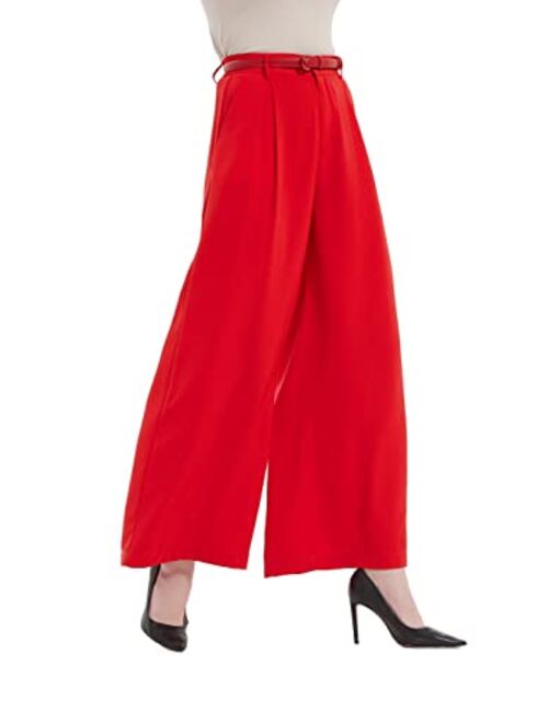 Tronjori Women High Waist Casual Wide Leg Long Palazzo Pants Trousers