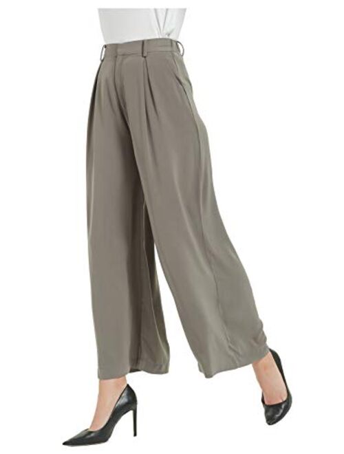 Tronjori Women High Waist Casual Wide Leg Long Palazzo Pants Trousers