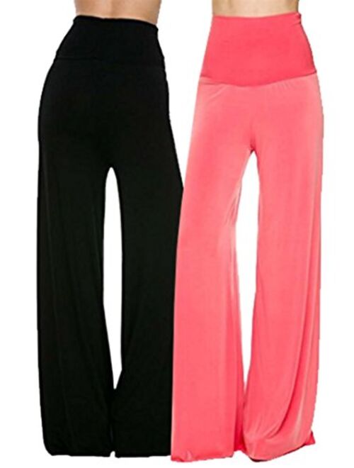 Superline Wide Leg High Fold Over Waist Palazzo Pants