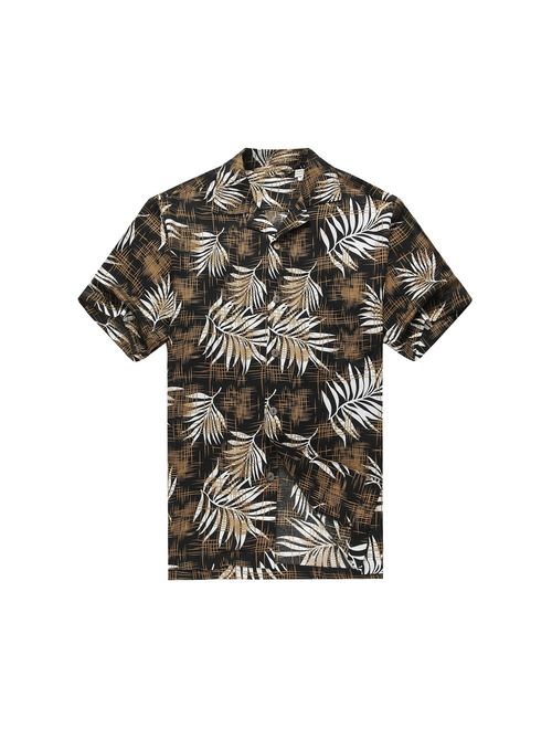 Hawaii Hangover Men's Hawaiian Shirt Aloha Shirt 5XL Breadfruit Leaves in Black