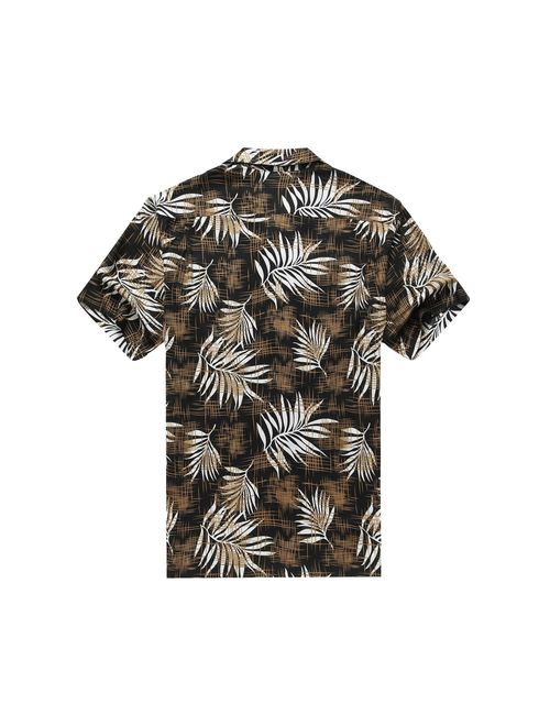 Hawaii Hangover Men's Hawaiian Shirt Aloha Shirt 5XL Breadfruit Leaves in Black