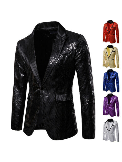 Pudcoco Stylish Men's Casual Slim Fit Formal One Button Suit Blazer Coat Jacket Tops