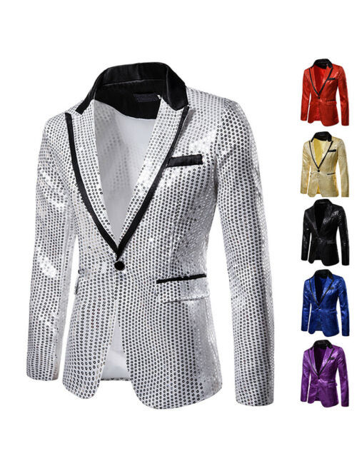 Pudcoco Stylish Men's Casual Slim Fit Formal One Button Suit Blazer Coat Jacket Tops