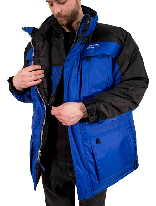 Freeze Defense Warm Men's 3in1 Winter Jacket Coat Parka & Vest (Small, Blue)