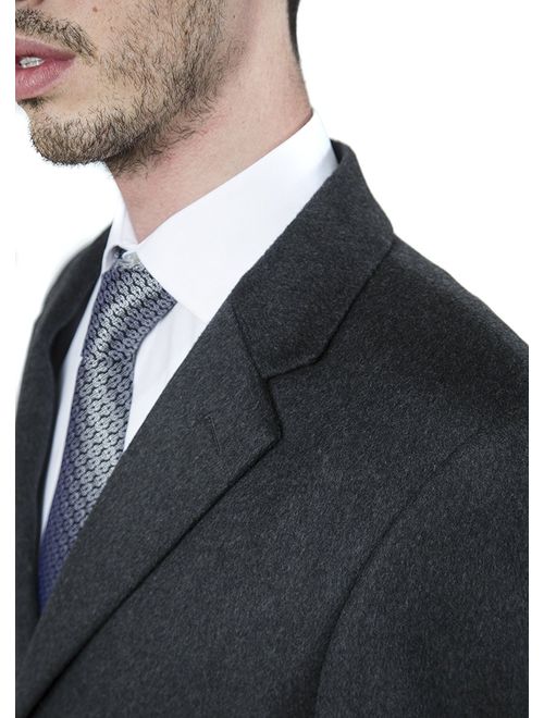 Men's 40902 Single Breasted Wool Cashmere Full Length Topcoat Charcoal - 50L