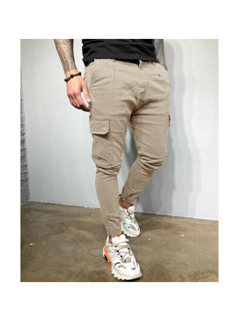 Men's Slim Fit Urban Straight Leg Troers Casual Pencil Jogger Cargo Pants