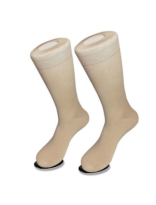 3 Pair of Biagio Solid BEIGE Color Men's COTTON Dress SOCKS