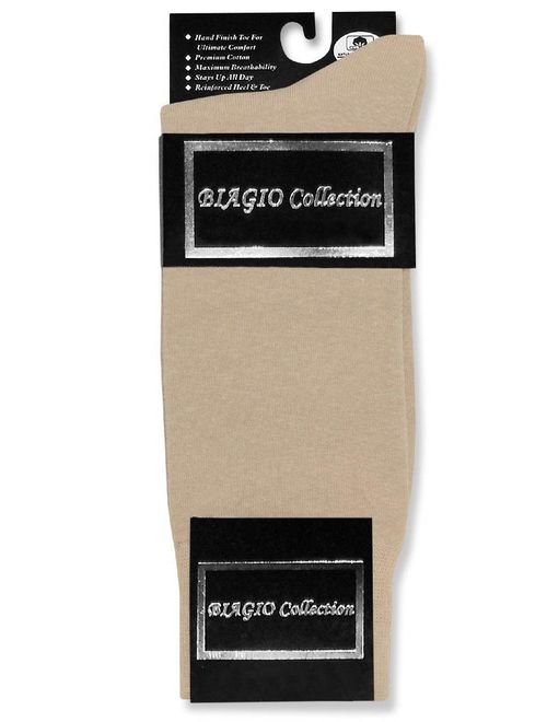 3 Pair of Biagio Solid BEIGE Color Men's COTTON Dress SOCKS