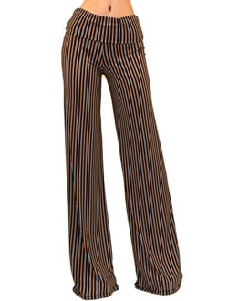 Vivicastle Women's USA Fold Over High Waist Wide Leg Long Palazzo Pants