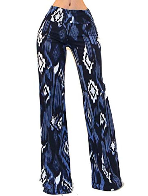 Vivicastle Women's USA Fold Over High Waist Wide Leg Long Palazzo Pants