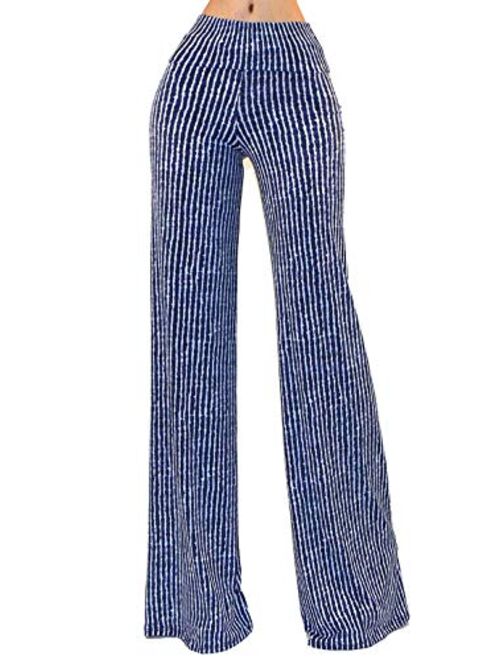 Vivicastle Women's USA Fold Over High Waist Wide Leg Long Palazzo Pants