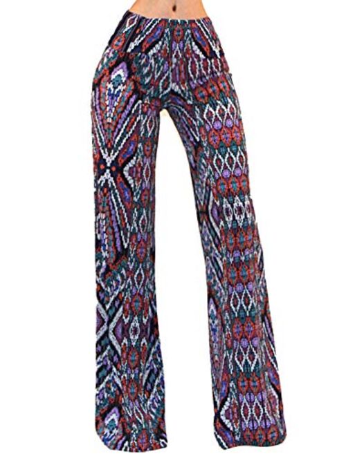 Vivicastle Women's USA Fold Over High Waist Wide Leg Long Palazzo Pants