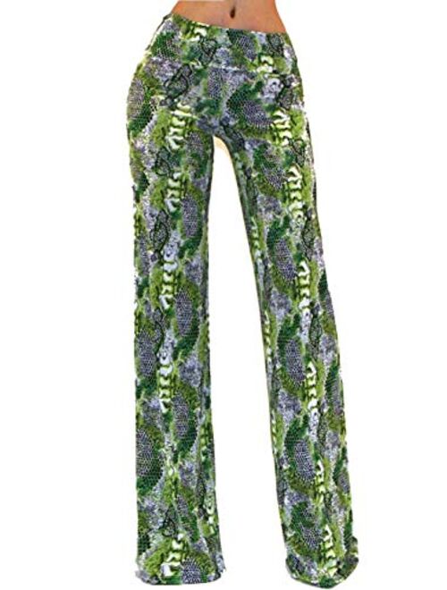 Vivicastle Women's USA Fold Over High Waist Wide Leg Long Palazzo Pants