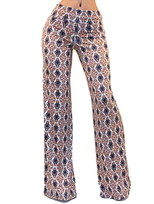 Vivicastle Women's USA Fold Over High Waist Wide Leg Long Palazzo Pants