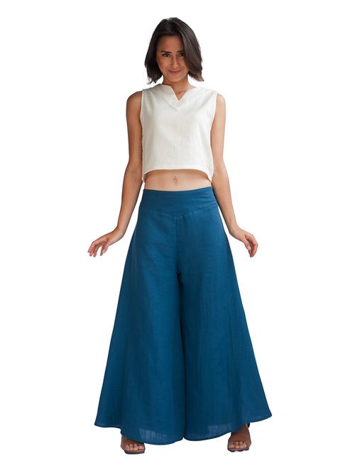 Buy Tropic Bliss Wide Leg Organic Cotton Palazzo Pants For Women